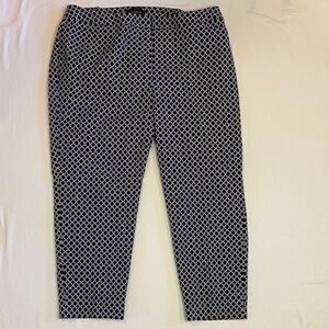 Talbots Navy and White Circular Print Ponte Pants
